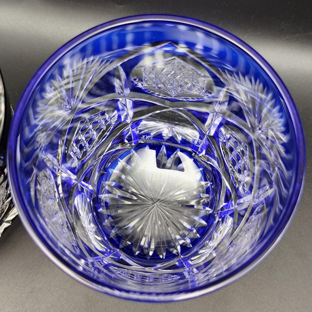 未使用☆江戸切子 瀧澤利夫 ペアロックグラス（切子、江戸切子、薩摩切子）