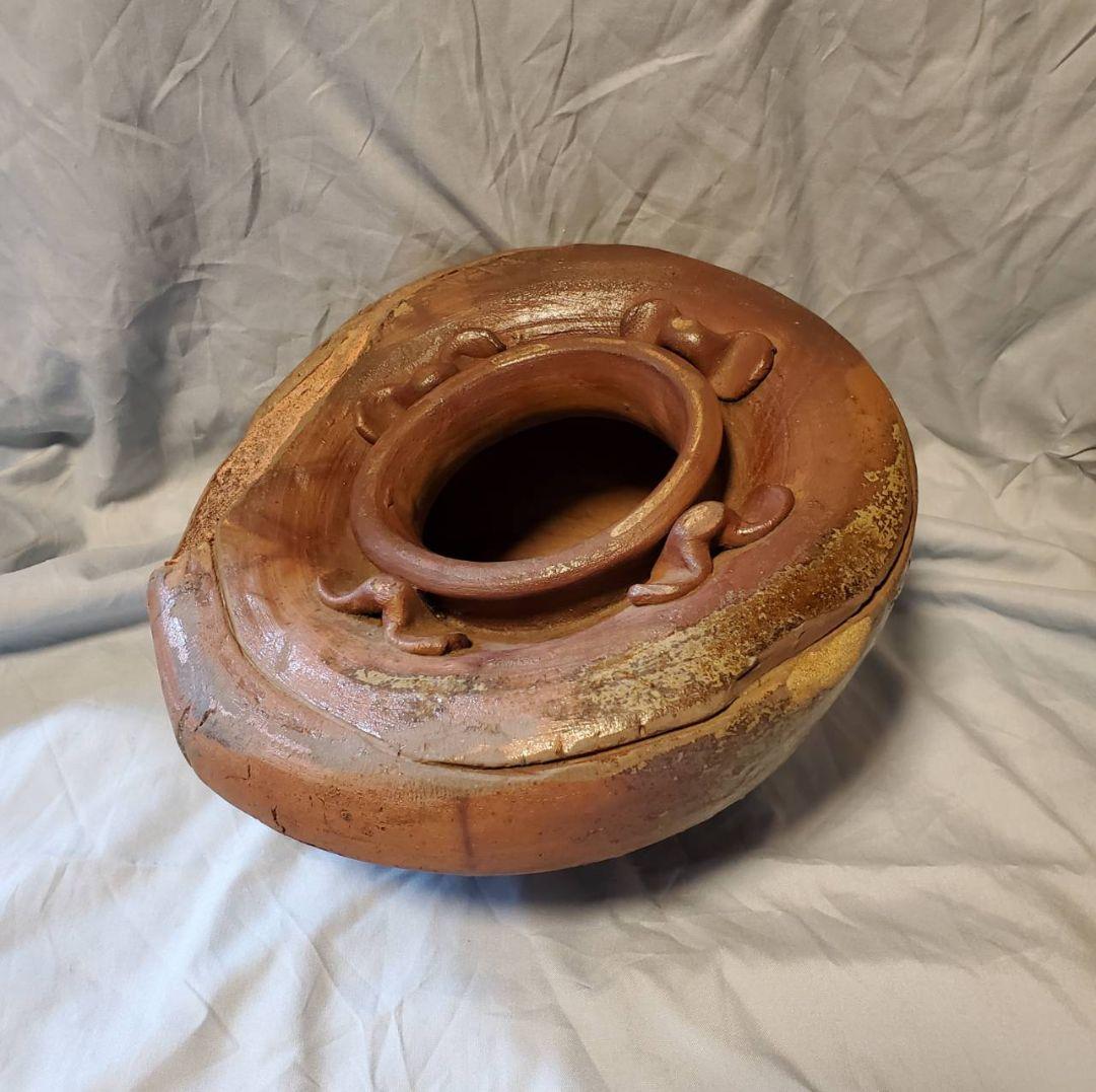 桃山時代 火襷 胡麻釉 古備前 変り形 四耳 葉茶壺 桂又三郎 鑑定