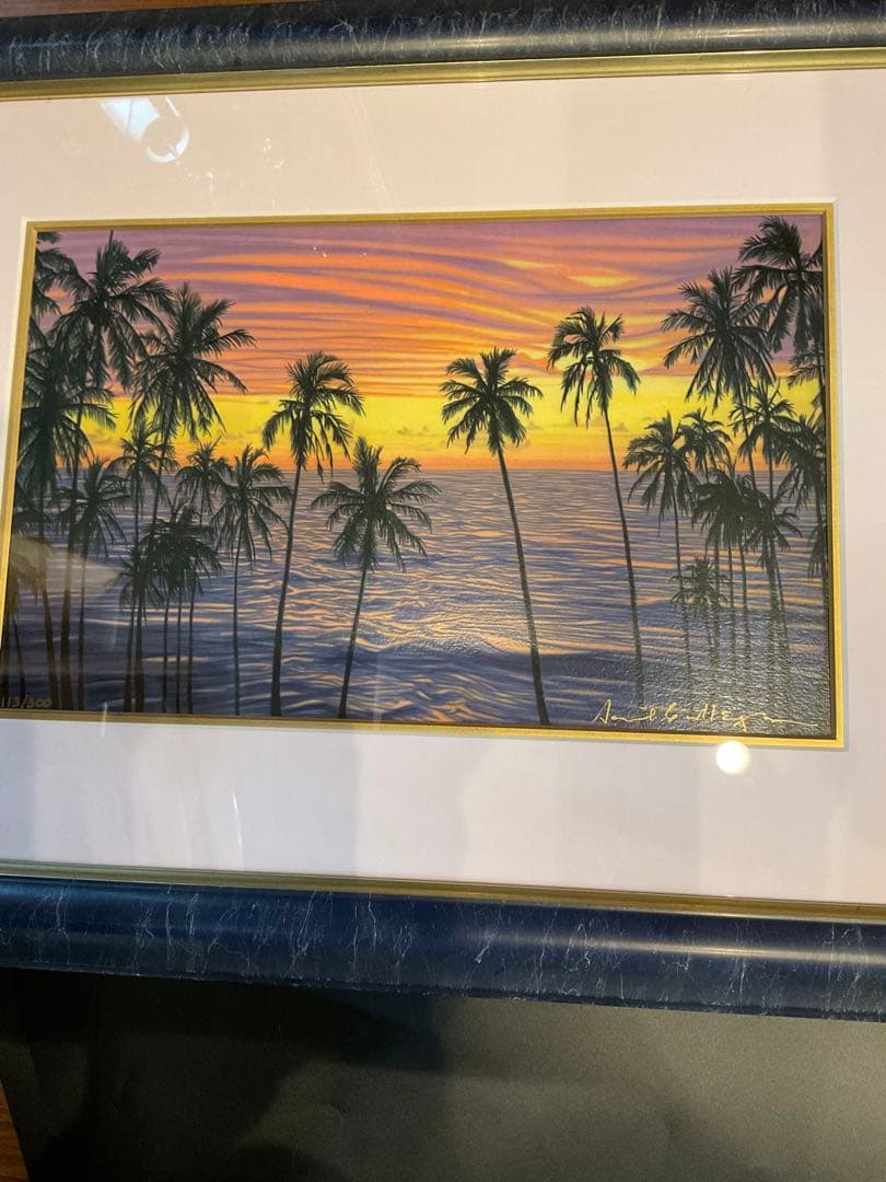 絵画　デイビッド・ガエーゴス　ヒロベイガーデン　シルクスクリーン　海