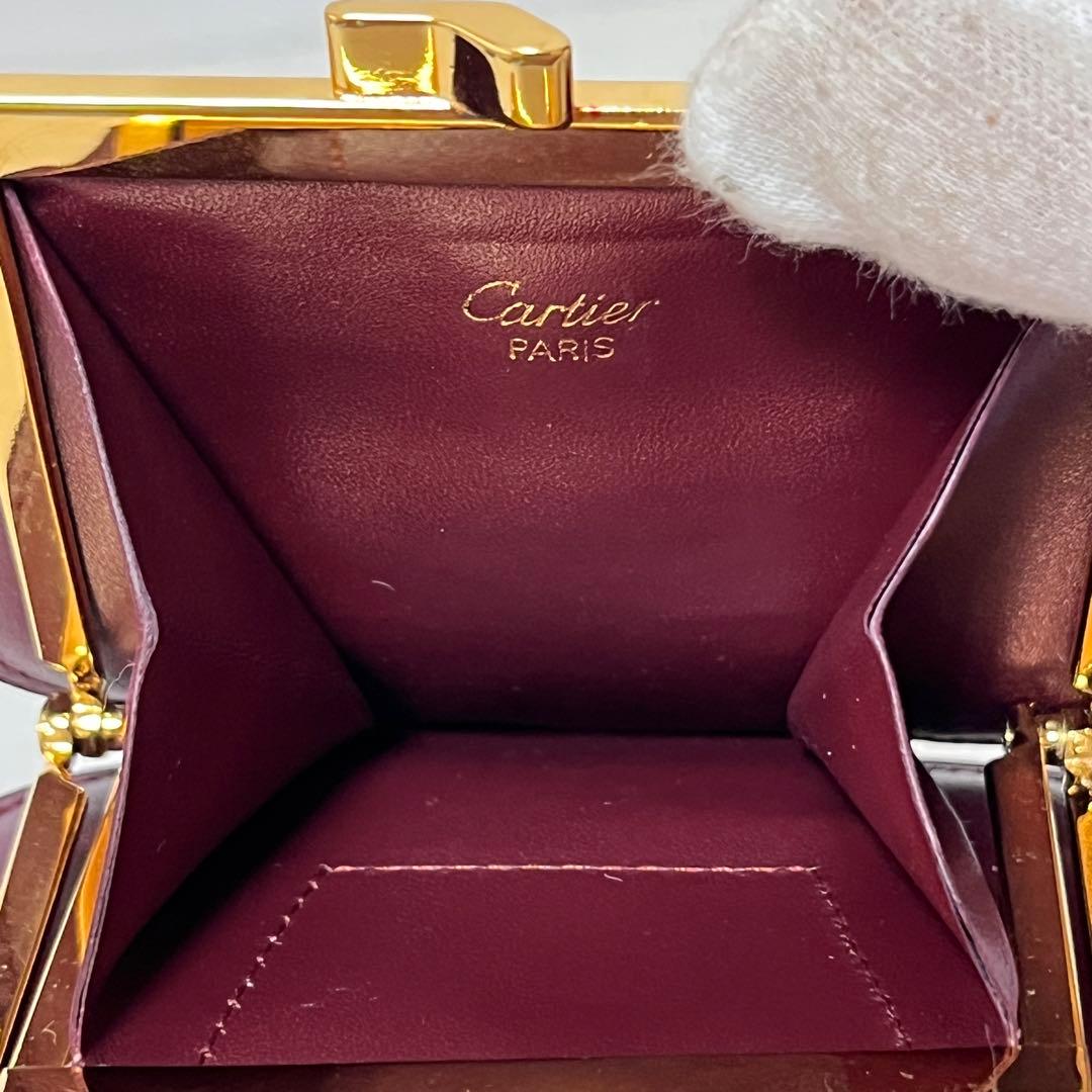 Cartier カルティエ ケース がま口 マストライン レザー ボルドー