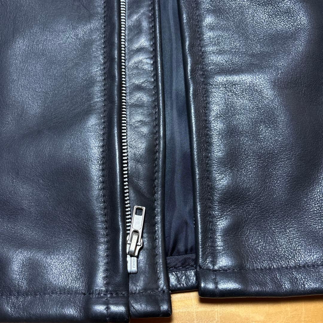 Supreme ブラックレザー シングルライダースジャケット M