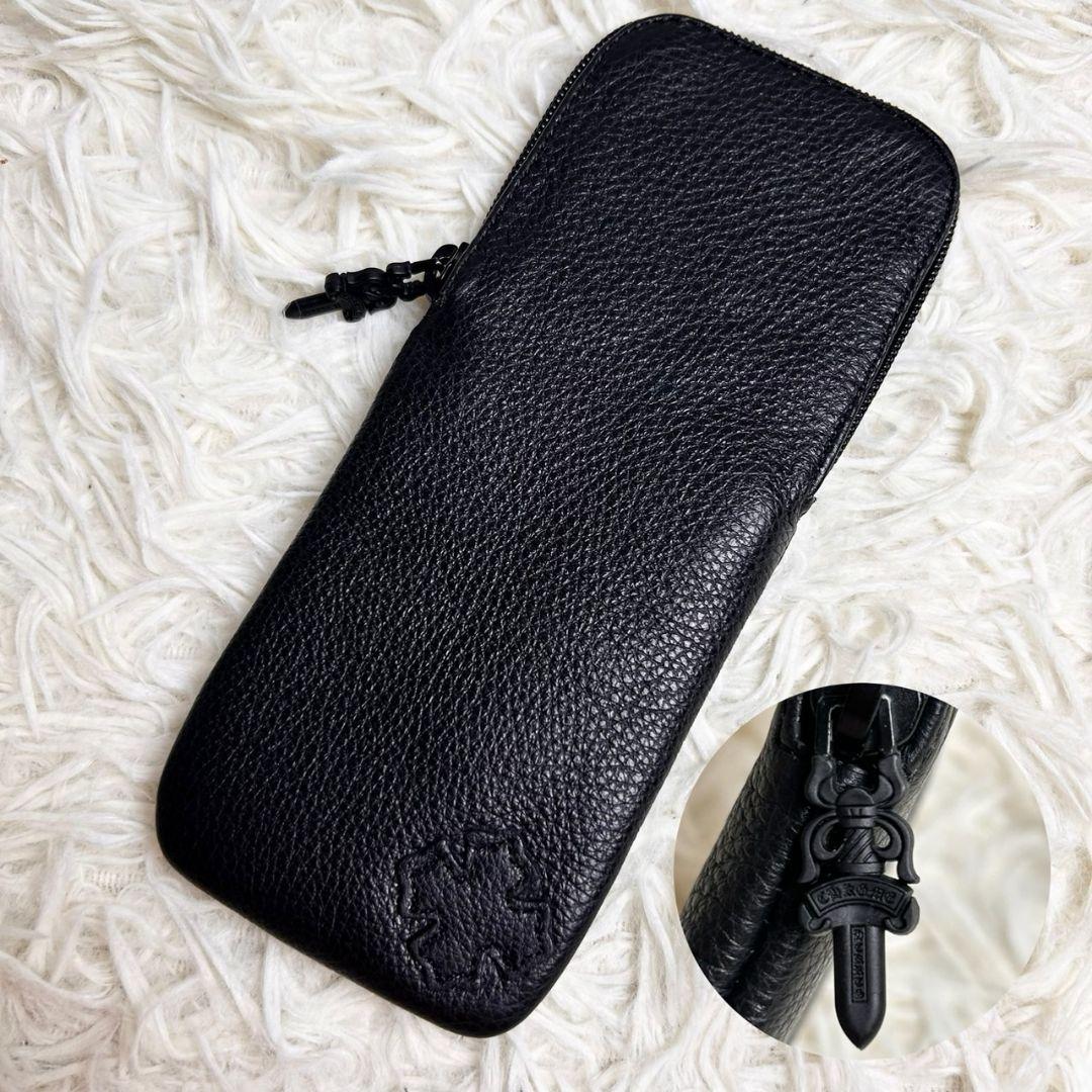 【希少】クロムハーツ 本革 レザー ダガー メガネケース ペンケース ブラック