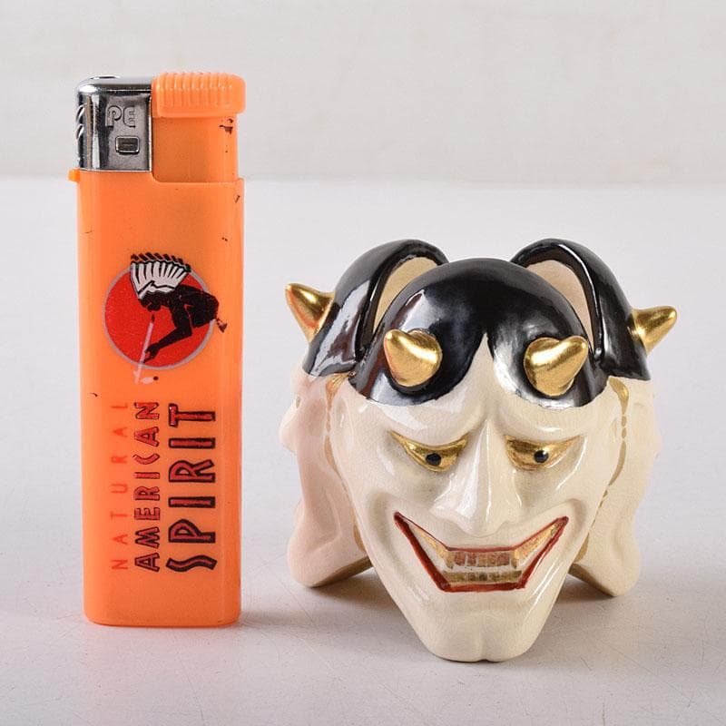 茶道具　京焼　紫翠窯　西村徳泉造　色絵　般若蓋置　共布共箱　V　8097