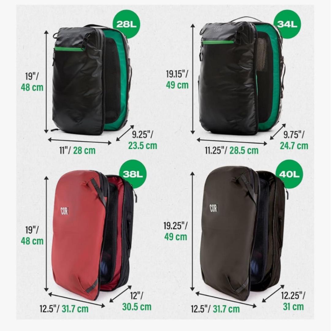 【COR Surf】 機内持ち込み可 レッド 28Lトラベル バックパック