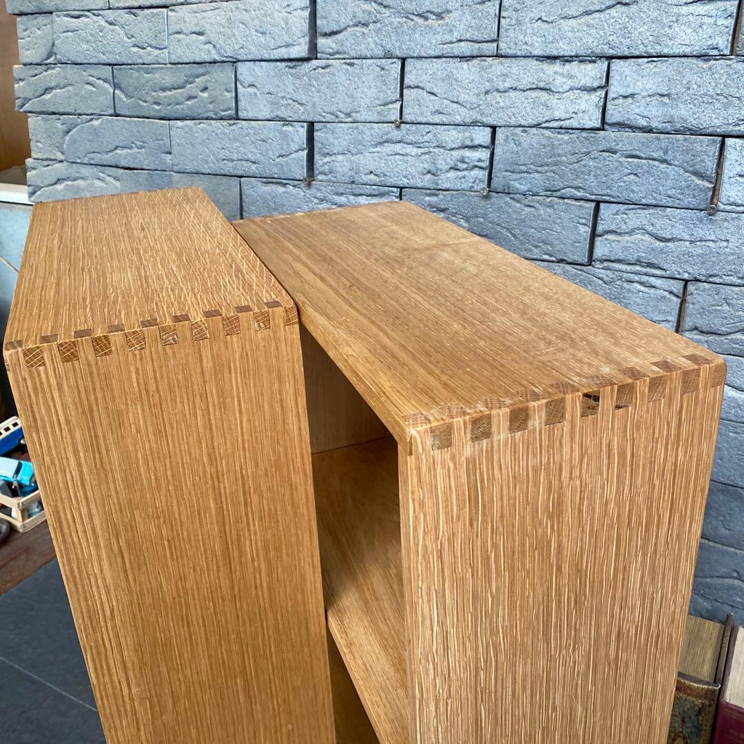 めるぱす様オーダー専用 ホワイトオーク木製ラック２段 2セット　アラレ組・蟻溝