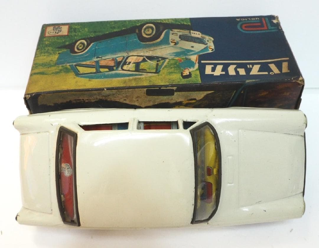 旭玩具【トヨタ パブリカ白ホワイト】ブリキ ミニチュア自動車■箱付tin car