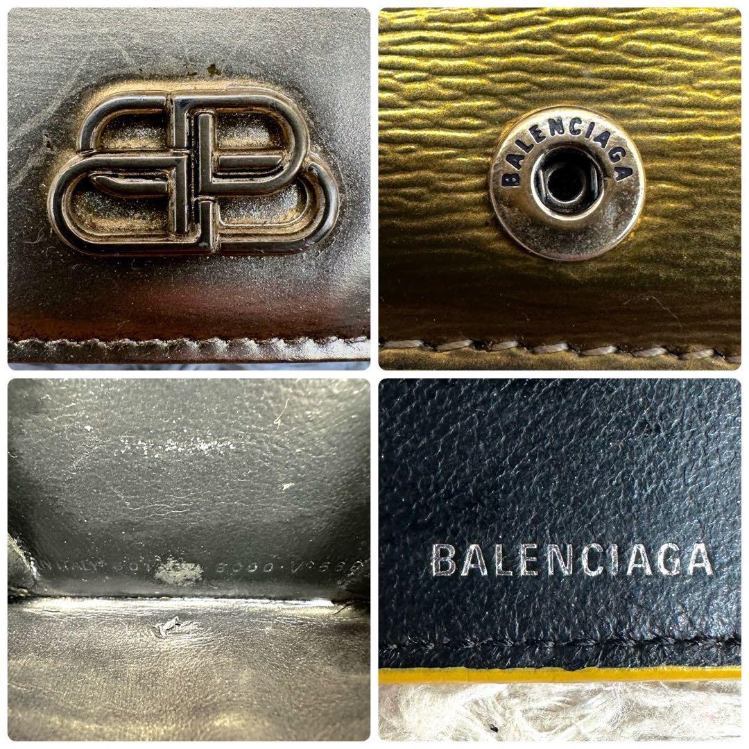 【美品】バレンシアガ 三つ折財布 ゴールド bb ユニセックス