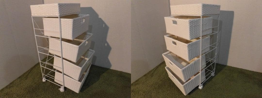 アウトレット【送料無料・新品】ラタン風★サニタリー★ランドリーチェスト/ホワイト