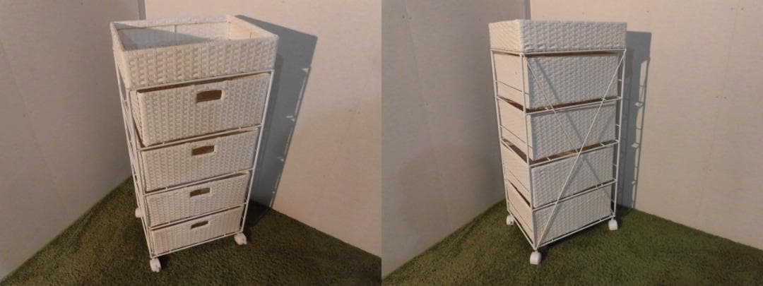 アウトレット【送料無料・新品】ラタン風★サニタリー★ランドリーチェスト/ホワイト