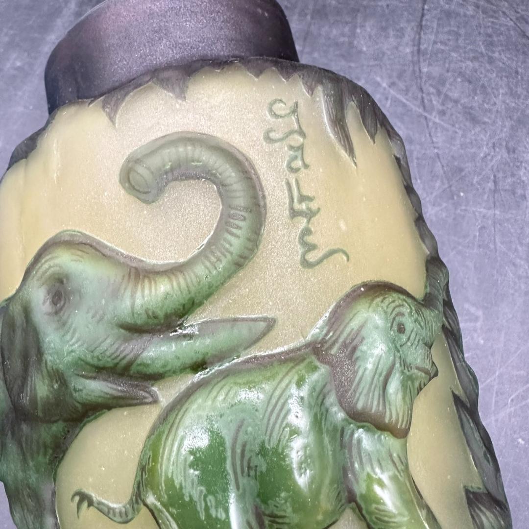 エミール　ガレ　特大　群像紋　花器　花瓶　技法スフレ　被せガラス　 高さ20