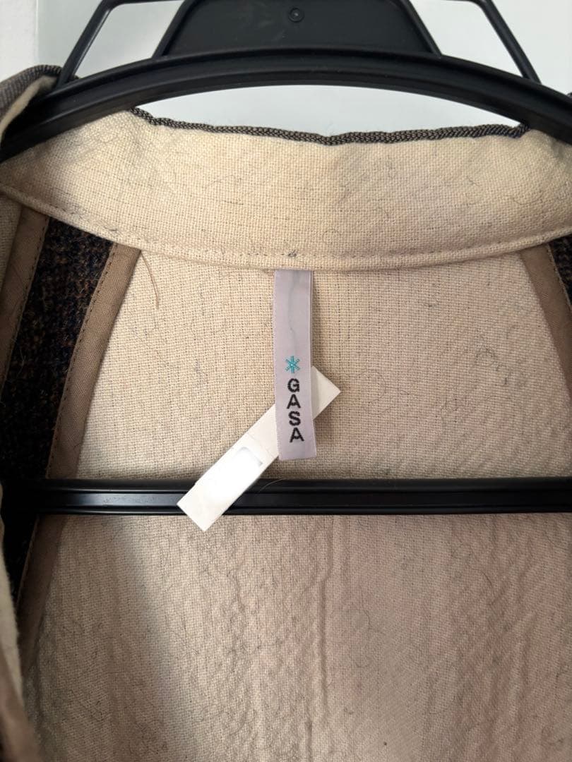 gasa* ノーカラーツイードコート