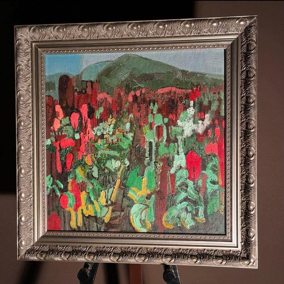 ★真作★ 文勝(ウンシュン) 無題 油絵 額付き 貴重作品