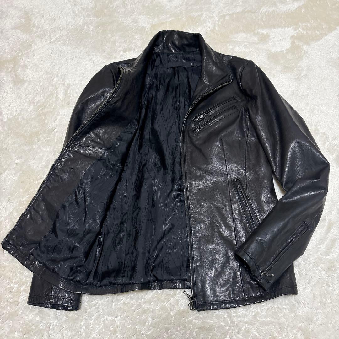 美品 FUGA 光沢 leather jacket 平成 y2k V系 46 L