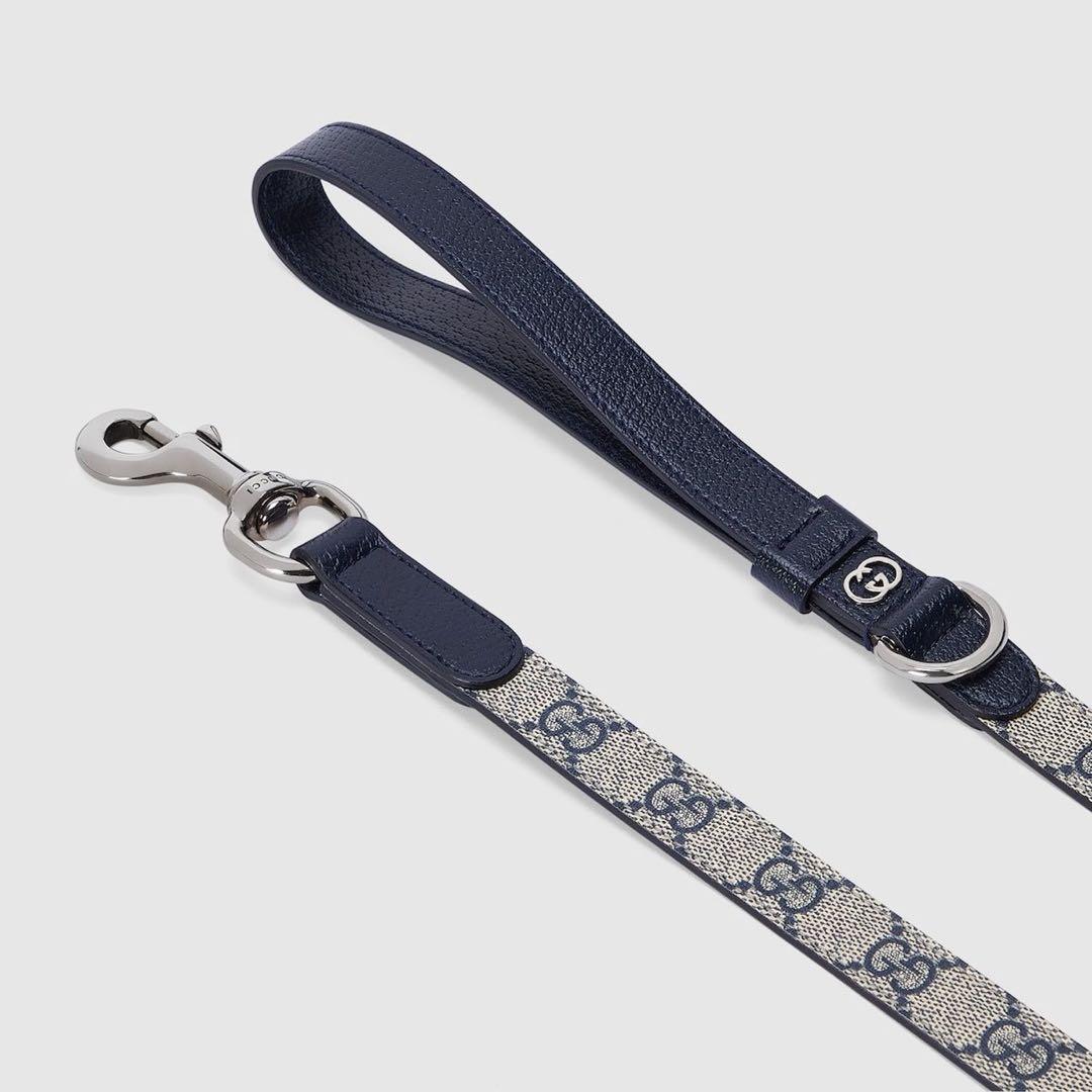 新品 未使用 GUCCI グッチ 小型/中型ペット用リード ベージュブルー