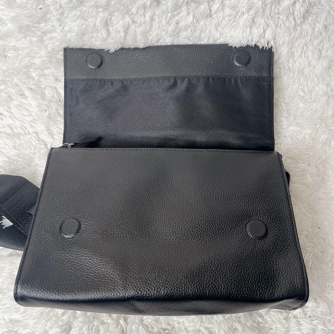 美品 イアパピヨネ ワイドテープ レザー ショルダーバッグ 本革 ブラック