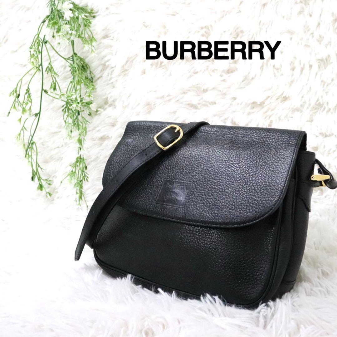 BURBERRY バーバリーズ ショルダーバッグ シボ革レザー ノバチェック黒