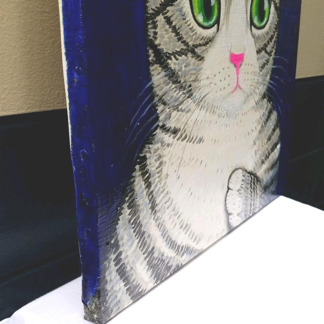 油絵　専用　花冠の猫　サバトラ白ちゃん