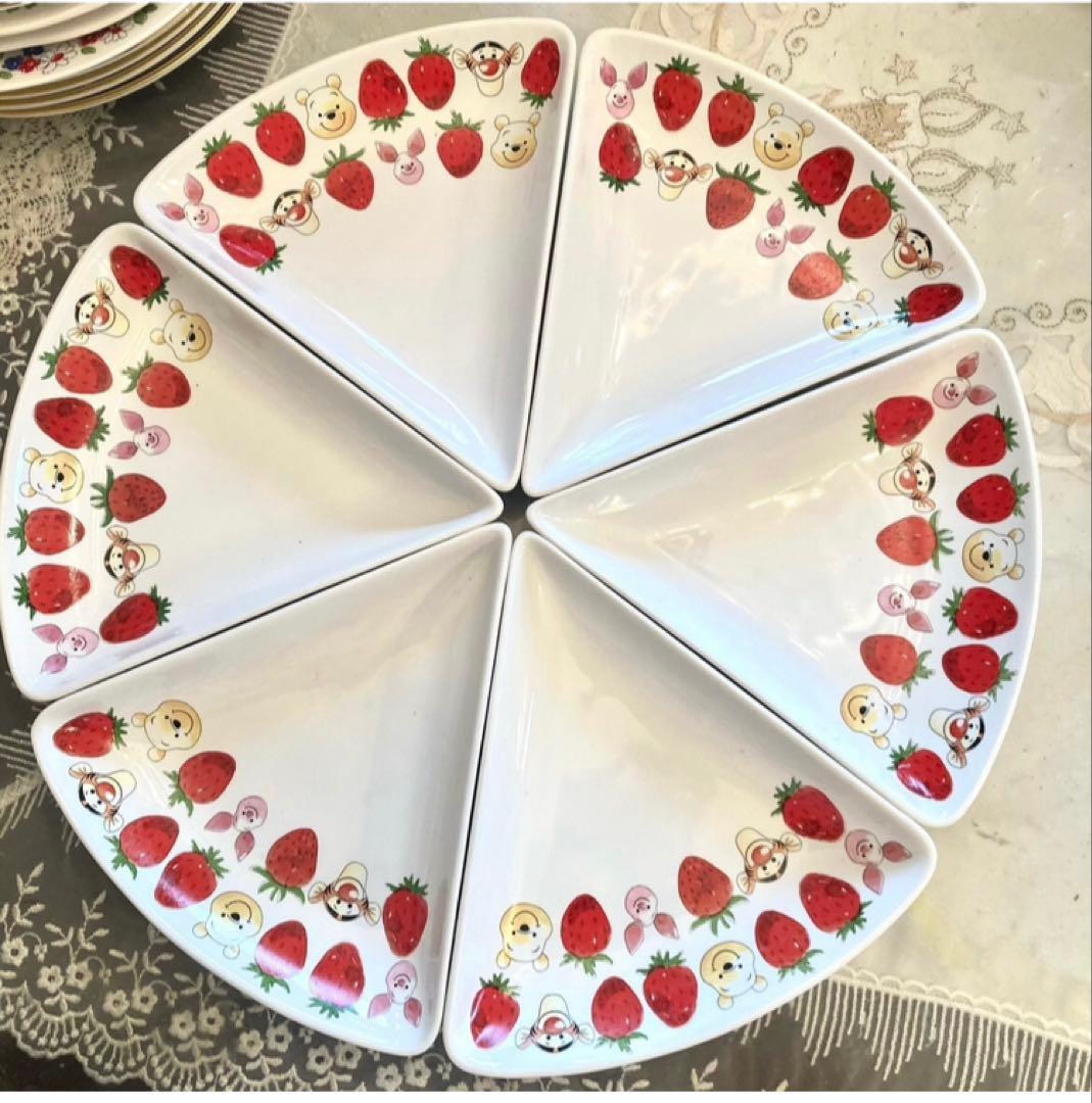 新品　未使用　くまのプーさん　苺ショートケーキ　ケーキ皿　皿　6枚　ホール