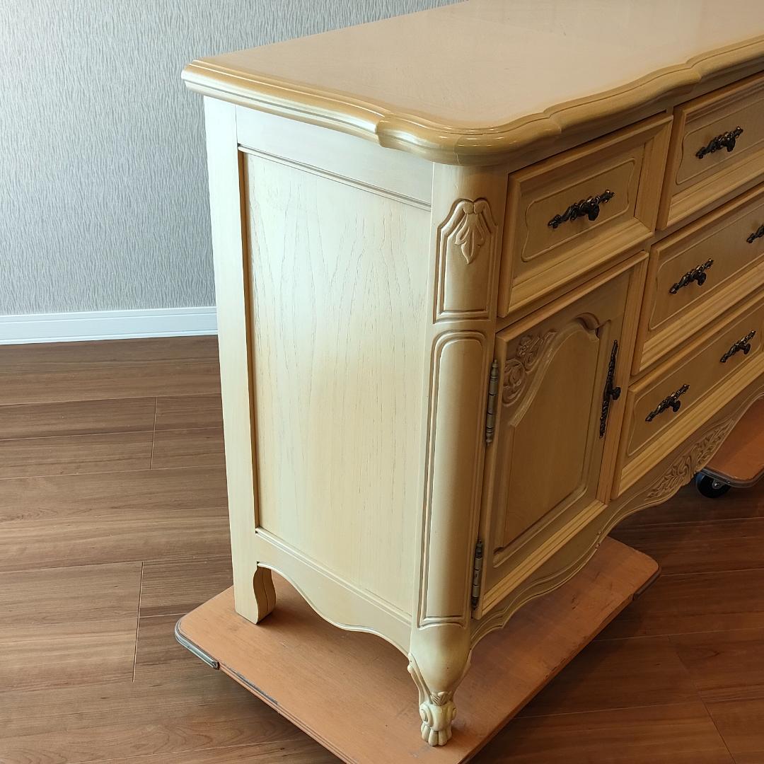 フレンチ　アンティーク　チェスト　引出し5杯　開き扉