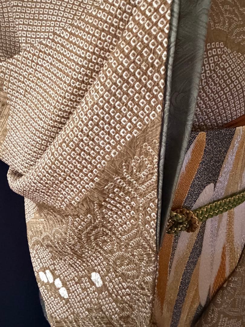 【総絞訪問着】本疋田絞り極上品　道長手絞り手染め　LLサイズ