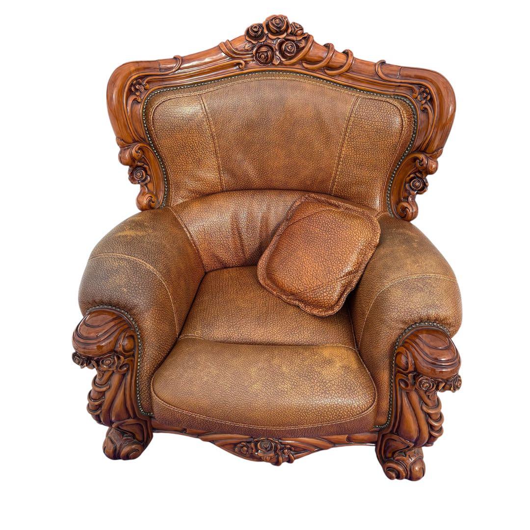 【送料込】ロココ調　ヴィンテージソファー　1Pソファ　ヨーロピアン　アンティーク