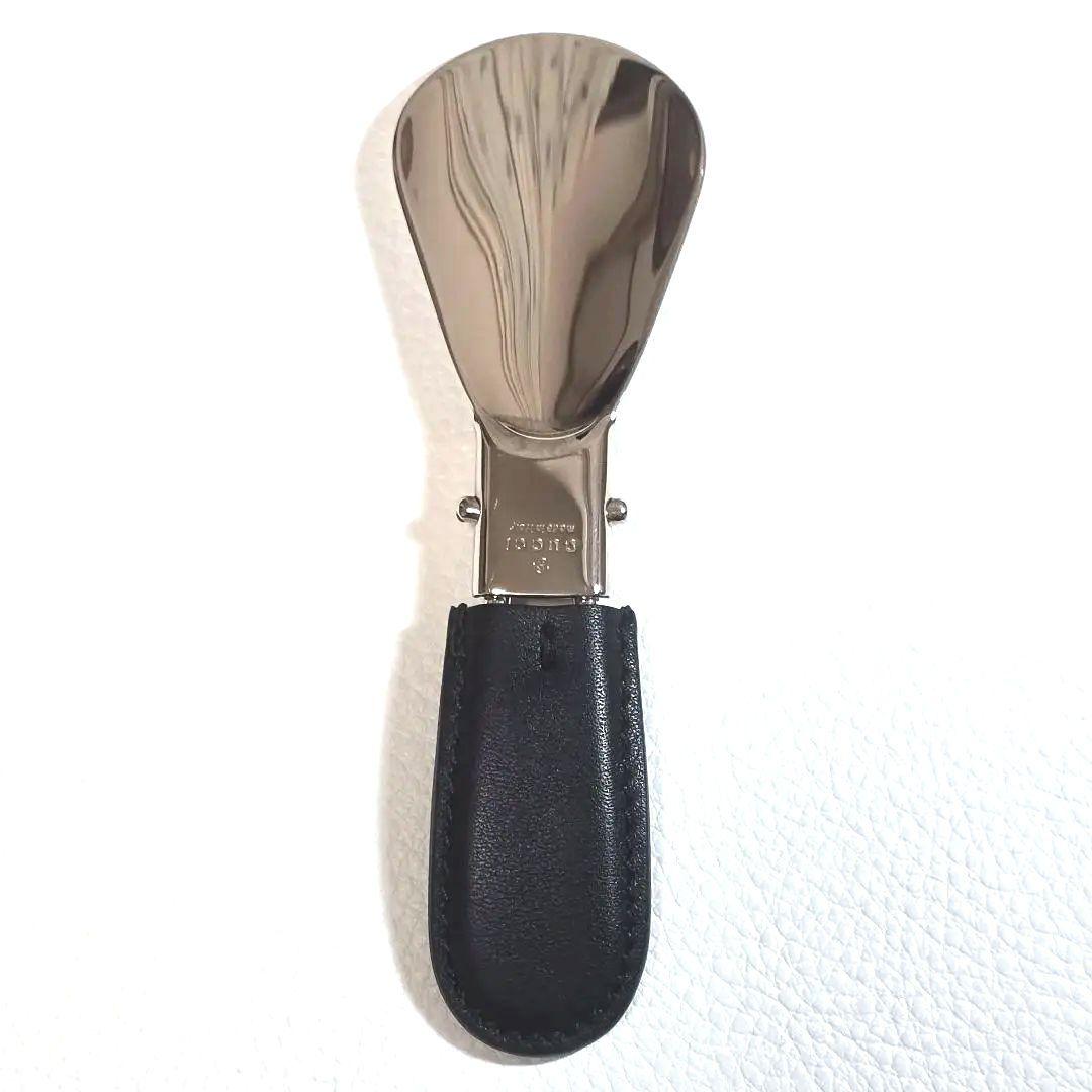 【新品級】GUCCI グッチ シューホーン 靴べら 折畳み　レザーケース　ＧＧ柄
