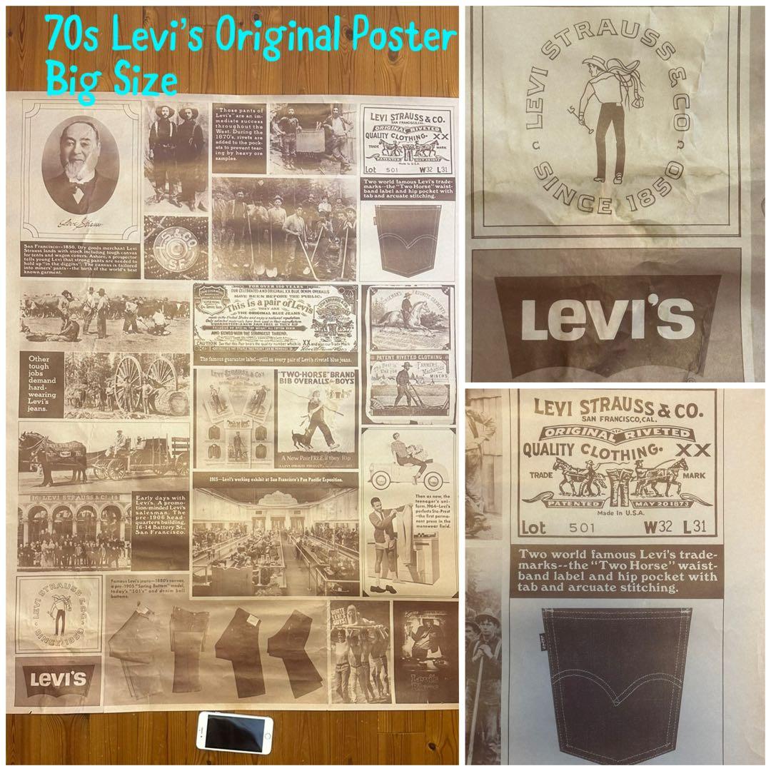 レア70年代オリジナルLEVISリーバイス販促用ビンテージ歴史ポスターBIG E