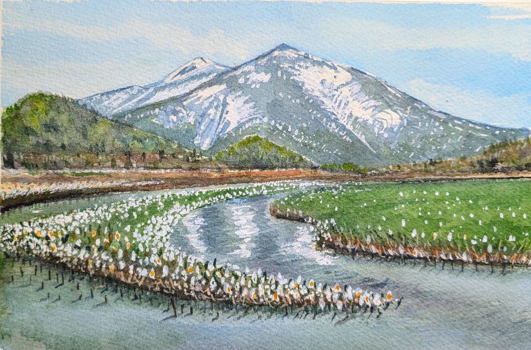 タモ 材フレーム 額縁入り《 尾瀬ヶ原より至仏山を望む 》