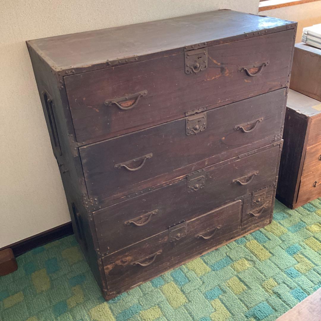 昭和家具　　木製 5段箪笥 ダークブラウン　16