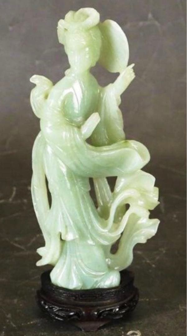 【大珍品】 玉石 中国古玩 天然石 天女 オブジェ 高さ25cm 置物 彫刻
