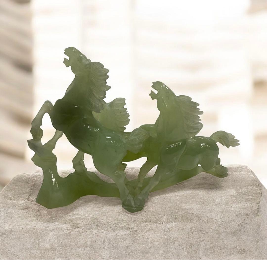 中国美術　翡翠　馬　縁起物　26セ207