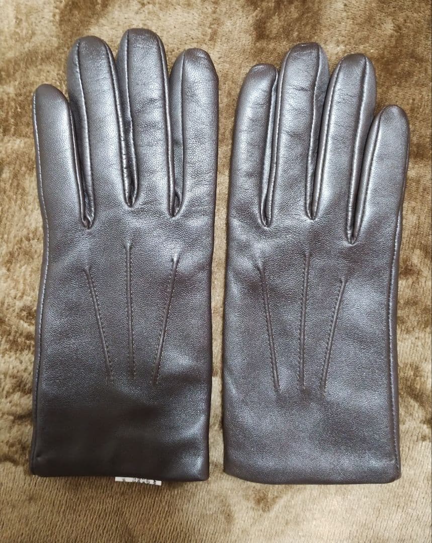 DENTS/本革レザーグローブ(ブラウン・Size7.5・裏地カシミア100%)