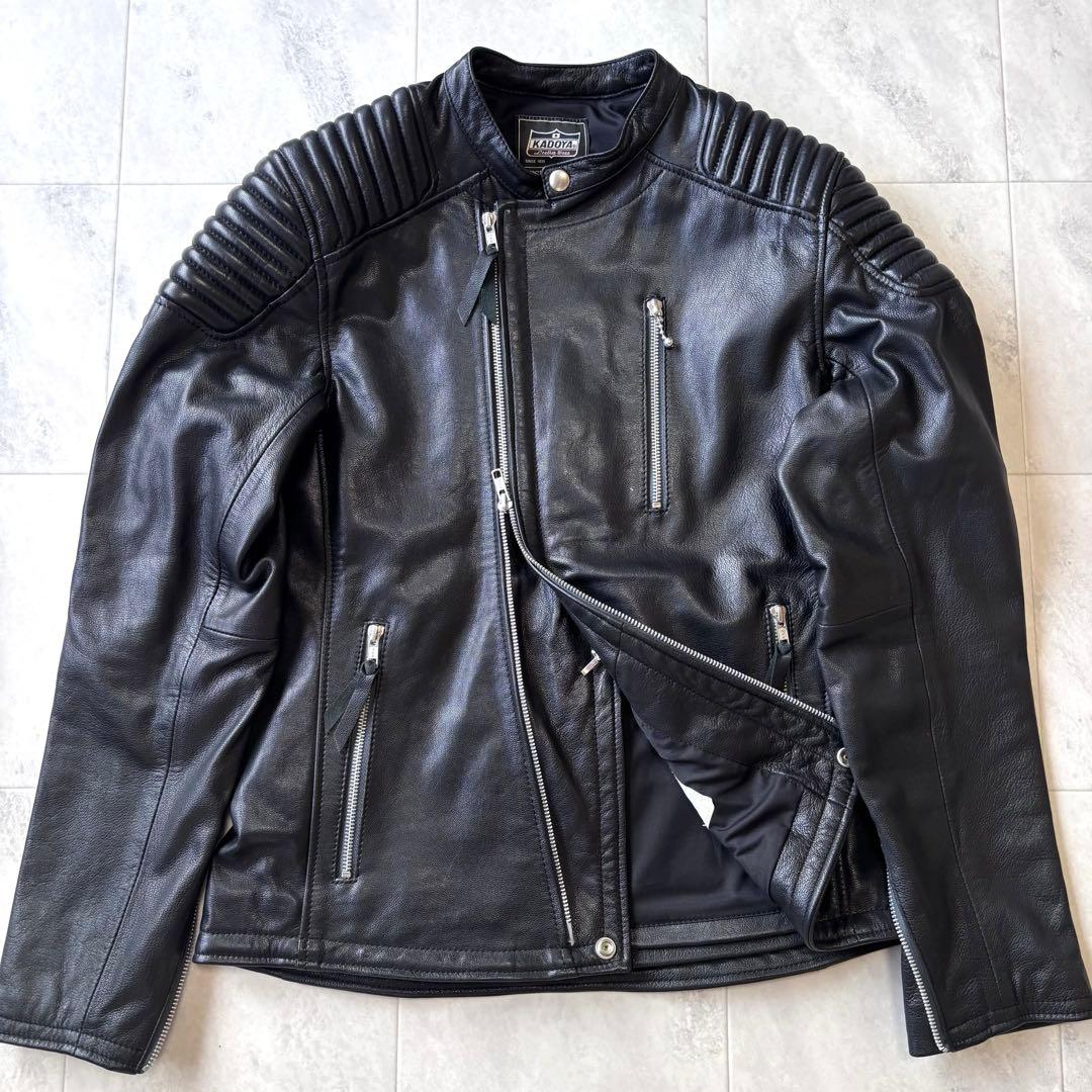 【美品】KADOYA ゴートレザーセミダブルジャケット FENNEL Lサイズ