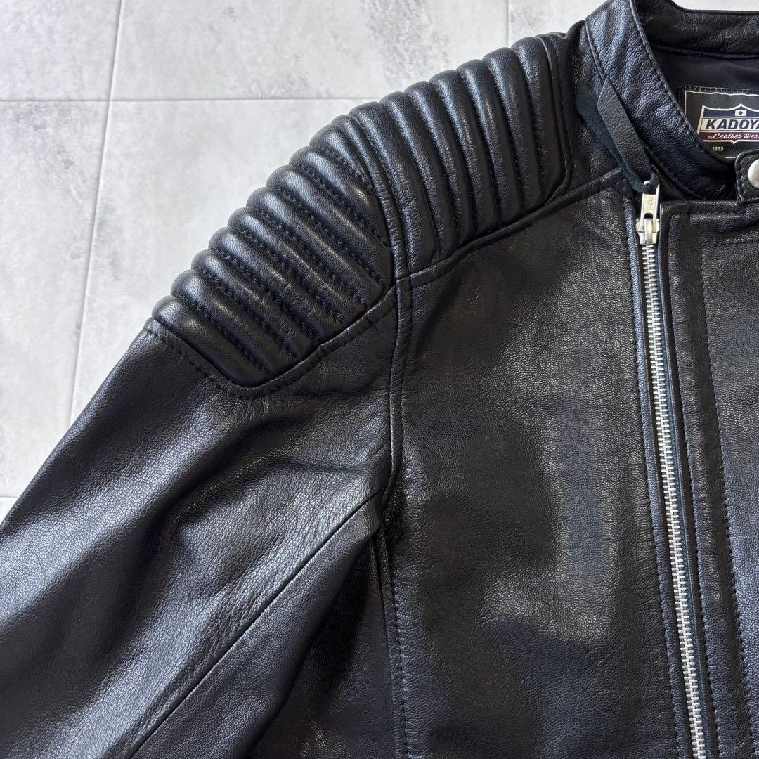 【美品】KADOYA ゴートレザーセミダブルジャケット FENNEL Lサイズ