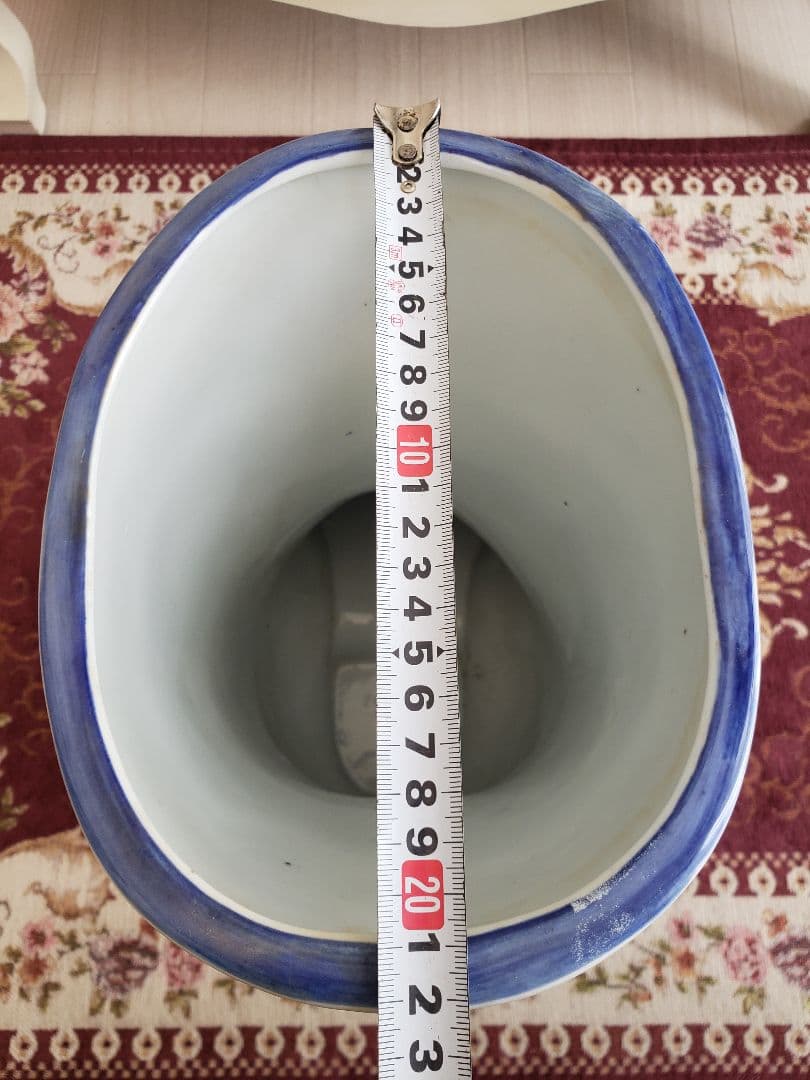 染付 アンティーク 陶器 骨董 浪漫 ガーデニング 花器 フラワーベース 傘立て