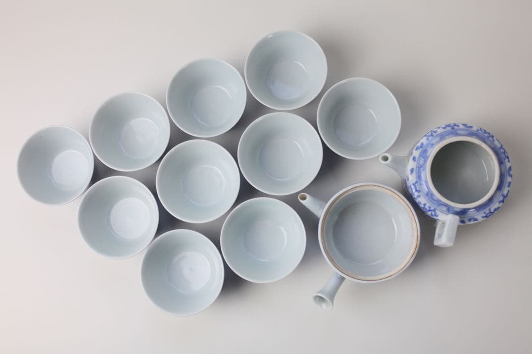 鳳樹軒文平造 染付 煎茶道具 茶道具急須 宝瓶 煎茶器 茶器 茶器セット 十二点