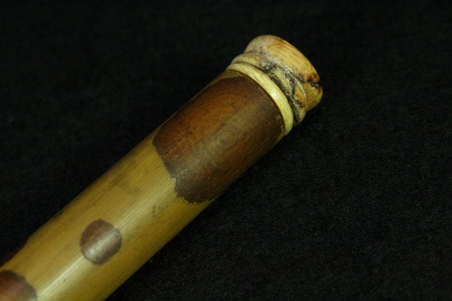 古美術 斑竹 鶴天 根付 提げ物 時代物(K-BB488)