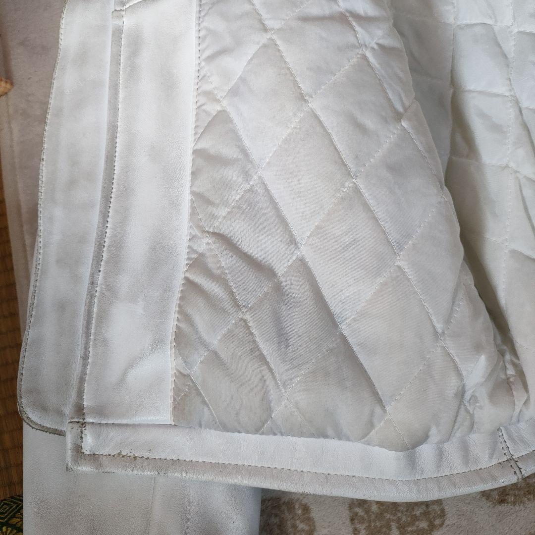 ホワイト シングルライダースジャケット　フリーダム　ヴィンテージ　３８