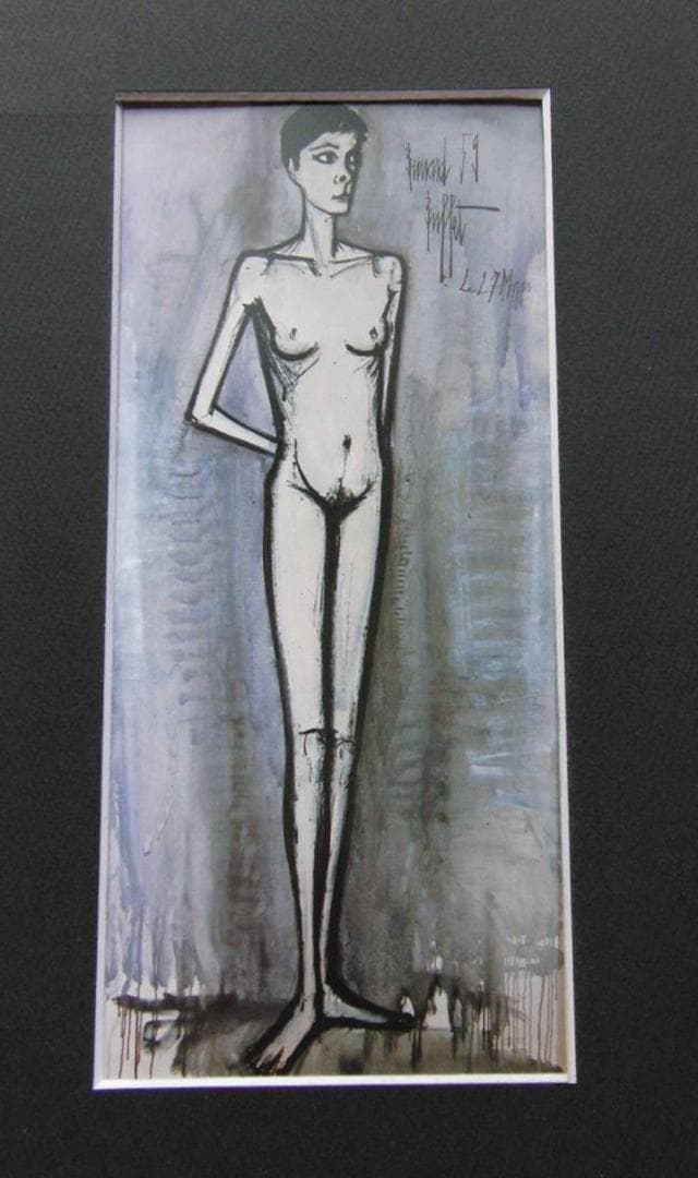 ベルナール・ビュッフェ、「Annabel debout」、希少画集の額装画