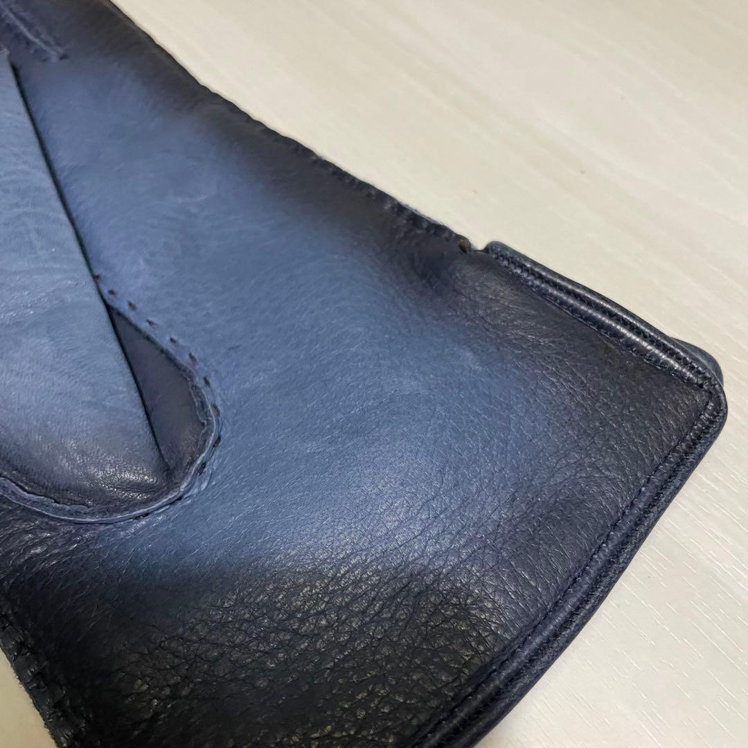 美品☆メンズ☆手袋☆ネイビー☆ブルー☆グラデーション☆シープスキン☆