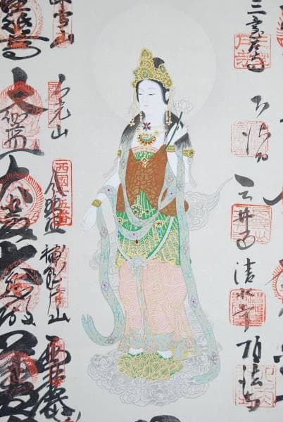 真作/西国三十三所観音菩薩/桐合箱付/布袋屋掛軸HB-145