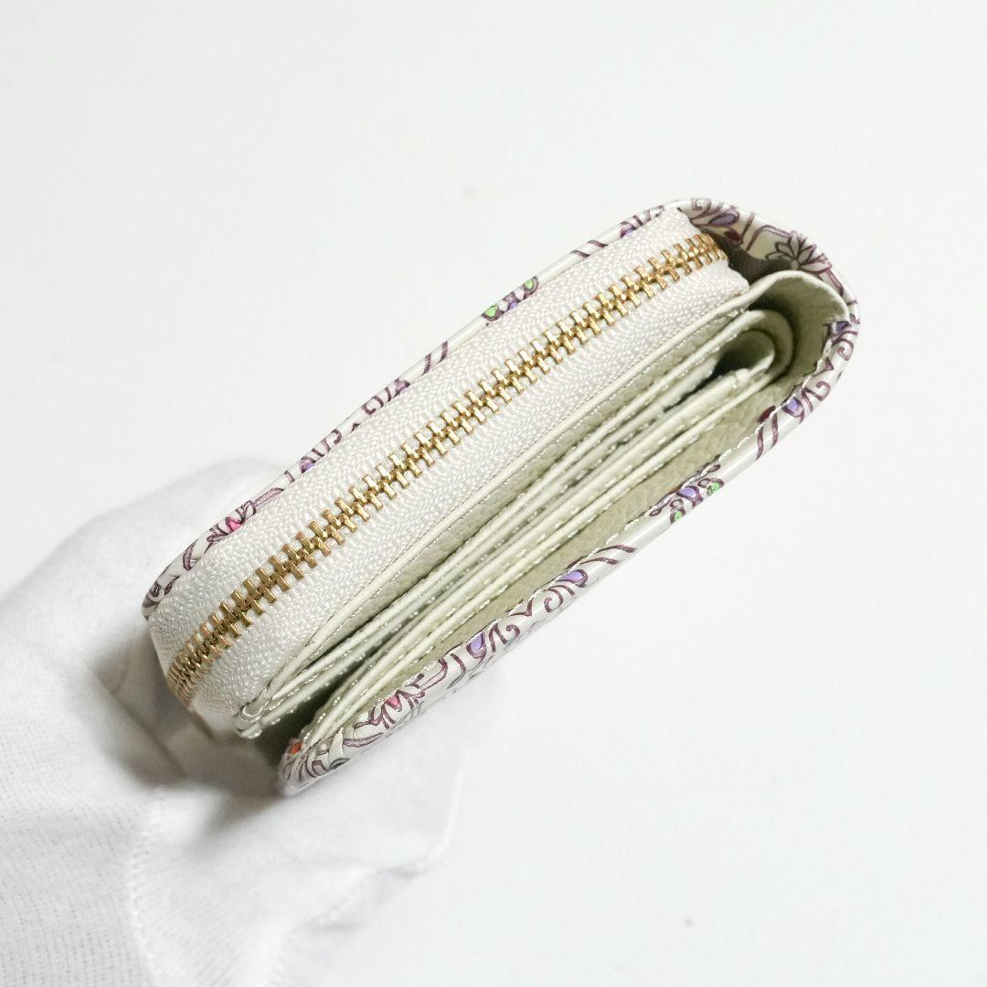 【新品未使用】友禅文庫 花柄二つ折り財布 牛革 日本製