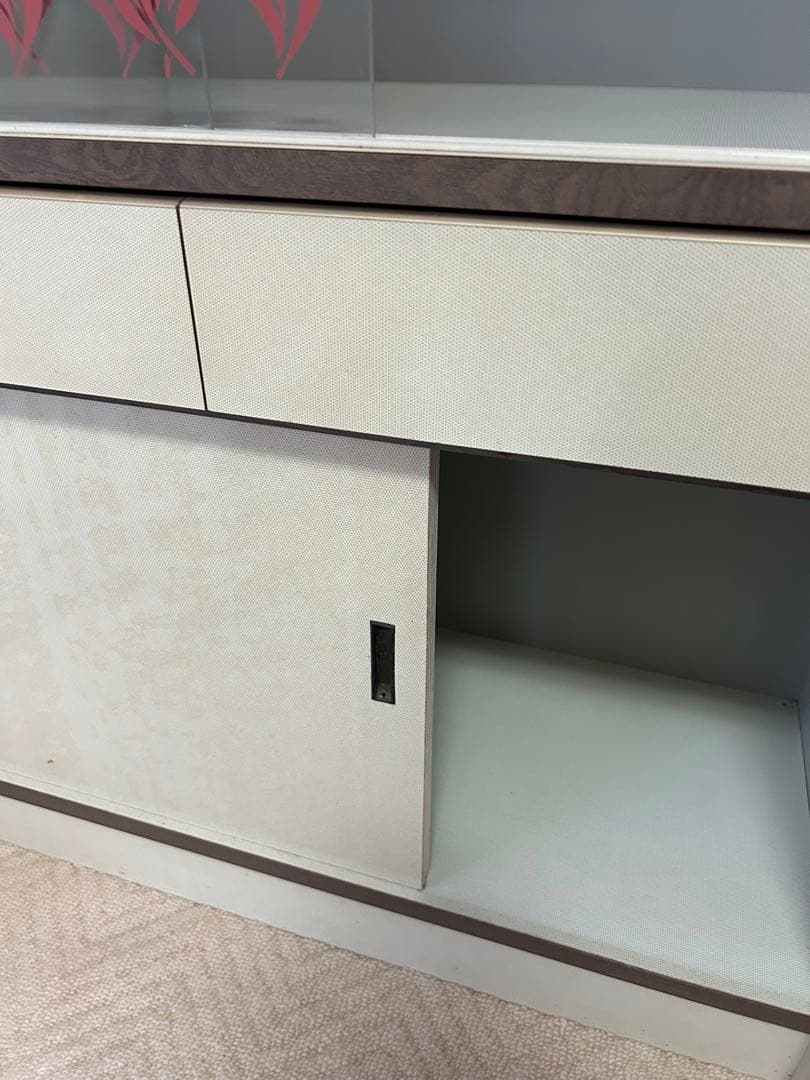 昭和レトロ ガラス扉収納棚 水屋　食器棚　引き取り可能