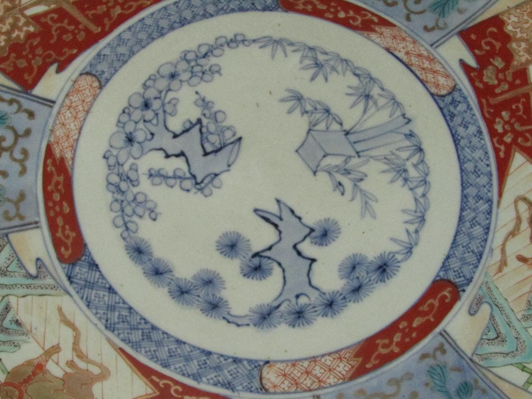 【色絵　古伊万里　鳳凰・唐獅子図　一尺五寸大皿】