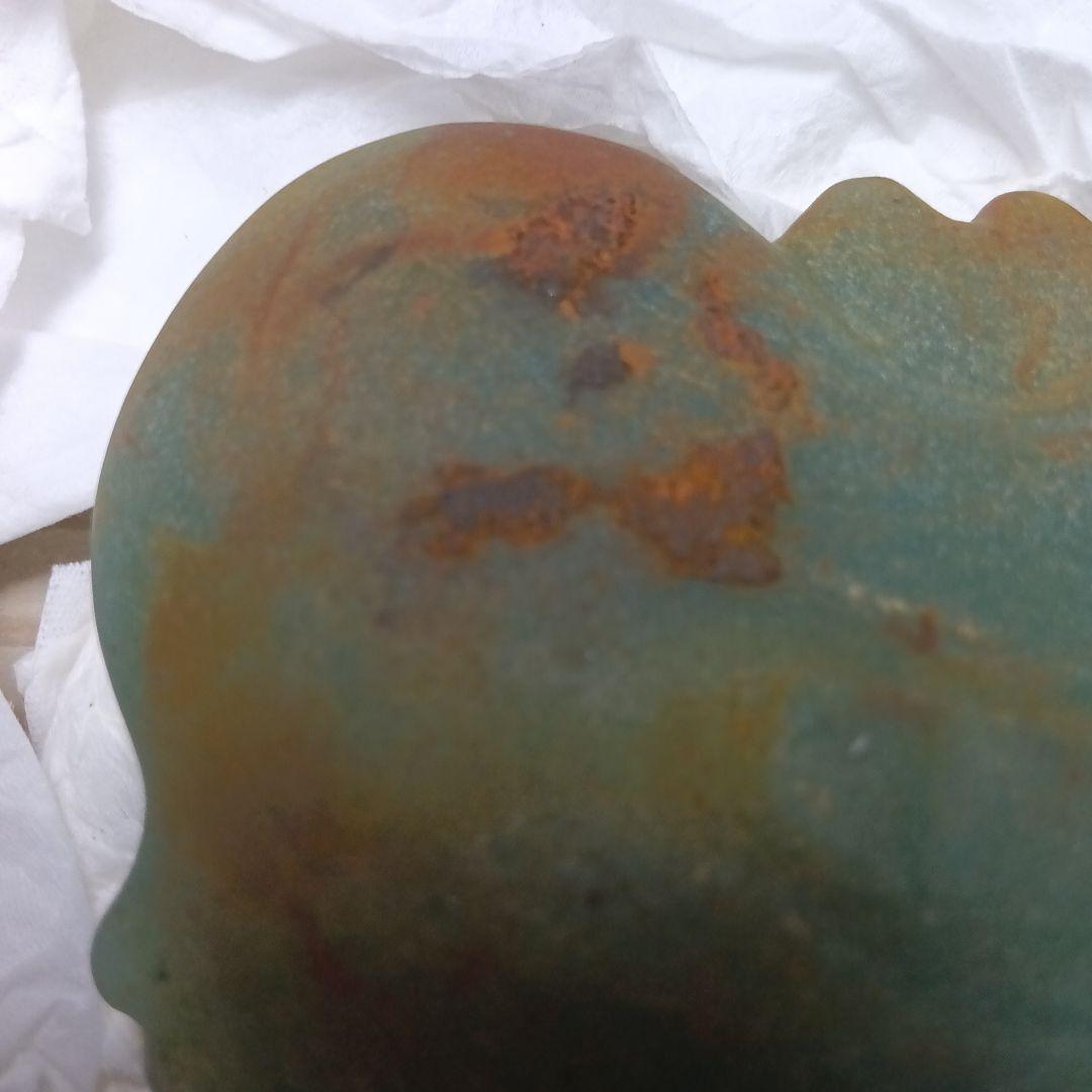 竹田城で御座います。緑色の特大円形子持勾玉　　　勾玉史料　古墳文化副葬品