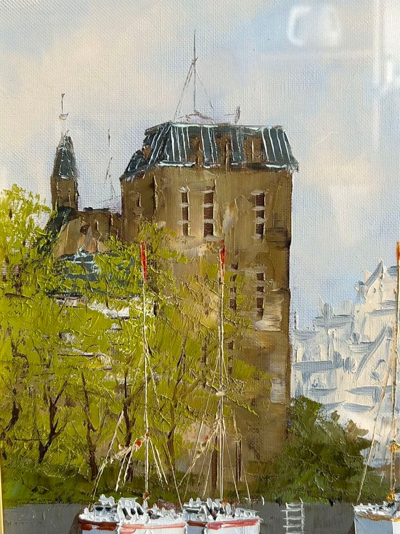 黒沢久 クロワジック港　港の風景 油彩画　フランス美術展出品