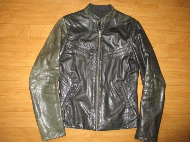 AX　アルマーニエクスチェンジ　２トーン　レザー　ライダースジャケット　SM