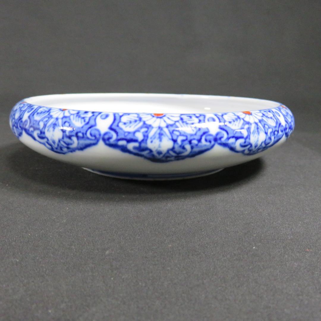 皿 2枚 色絵 古伊万里 変わり縁 鳥 風景 竹 梅