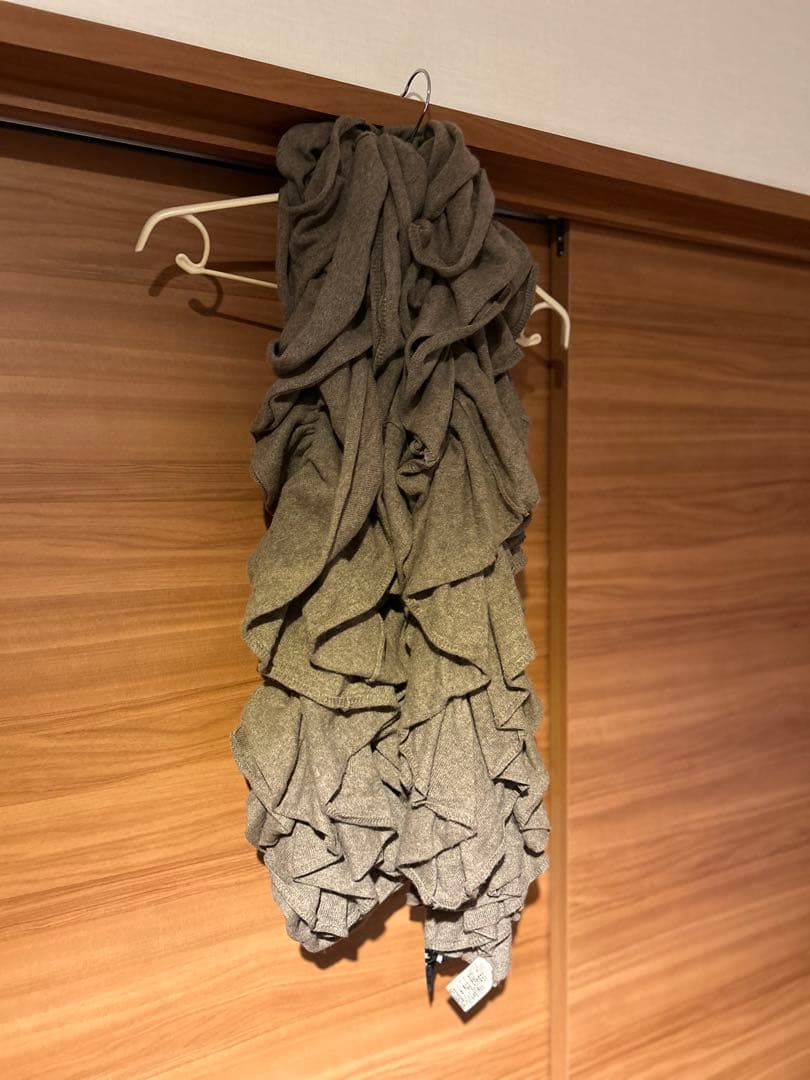 カシミア100% ロングマフラー チャコールグレーからブラウン色味