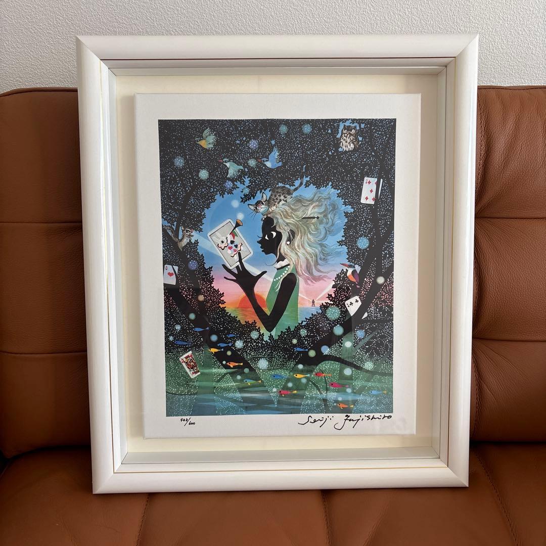 藤城清治 Aliceのハート ジクレー サイン入り 408/600額縁つき